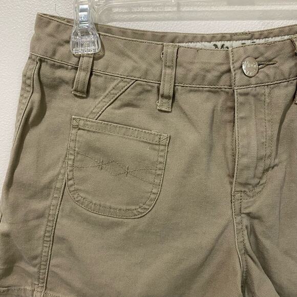 Vintage Y2K Mudd Jeans Tan Booty Mini Shorts Size 5 Low Rise 90s Retro Festival - Picture 4 of 8